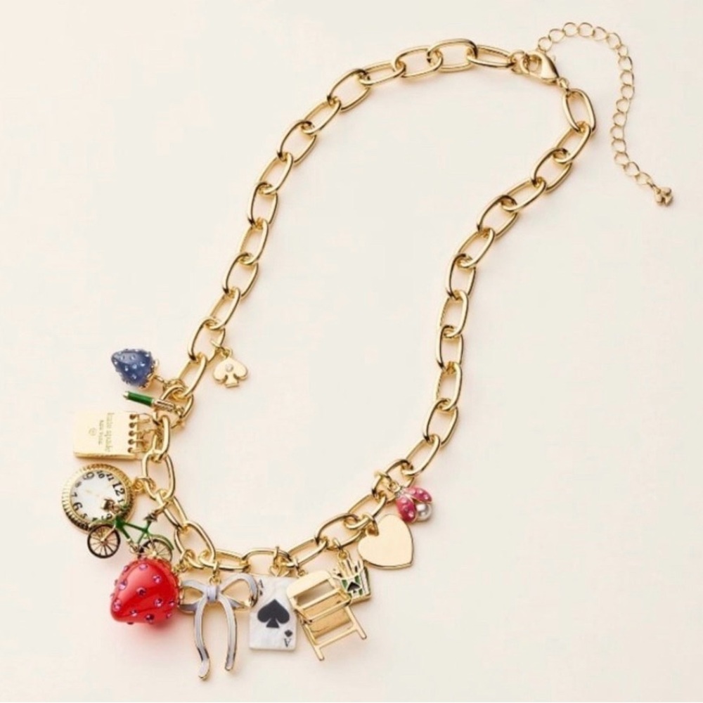 kate spade Gold-Tone Charm Necklace with Red Strawberry and Black Accent - Picture 5 of 7